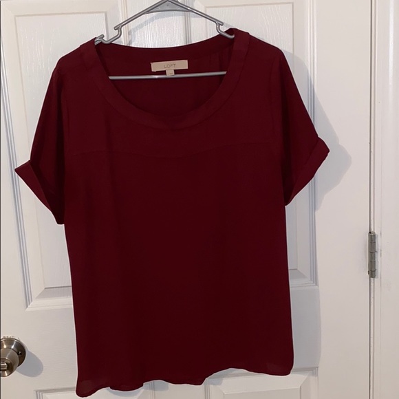 LOFT Tops - Ann Taylor Loft Burgundy Cuff Sleeve Blouse